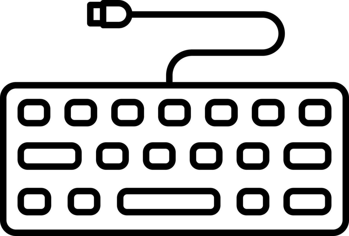 plano estilo teclado ícone dentro Preto linha arte. vetor