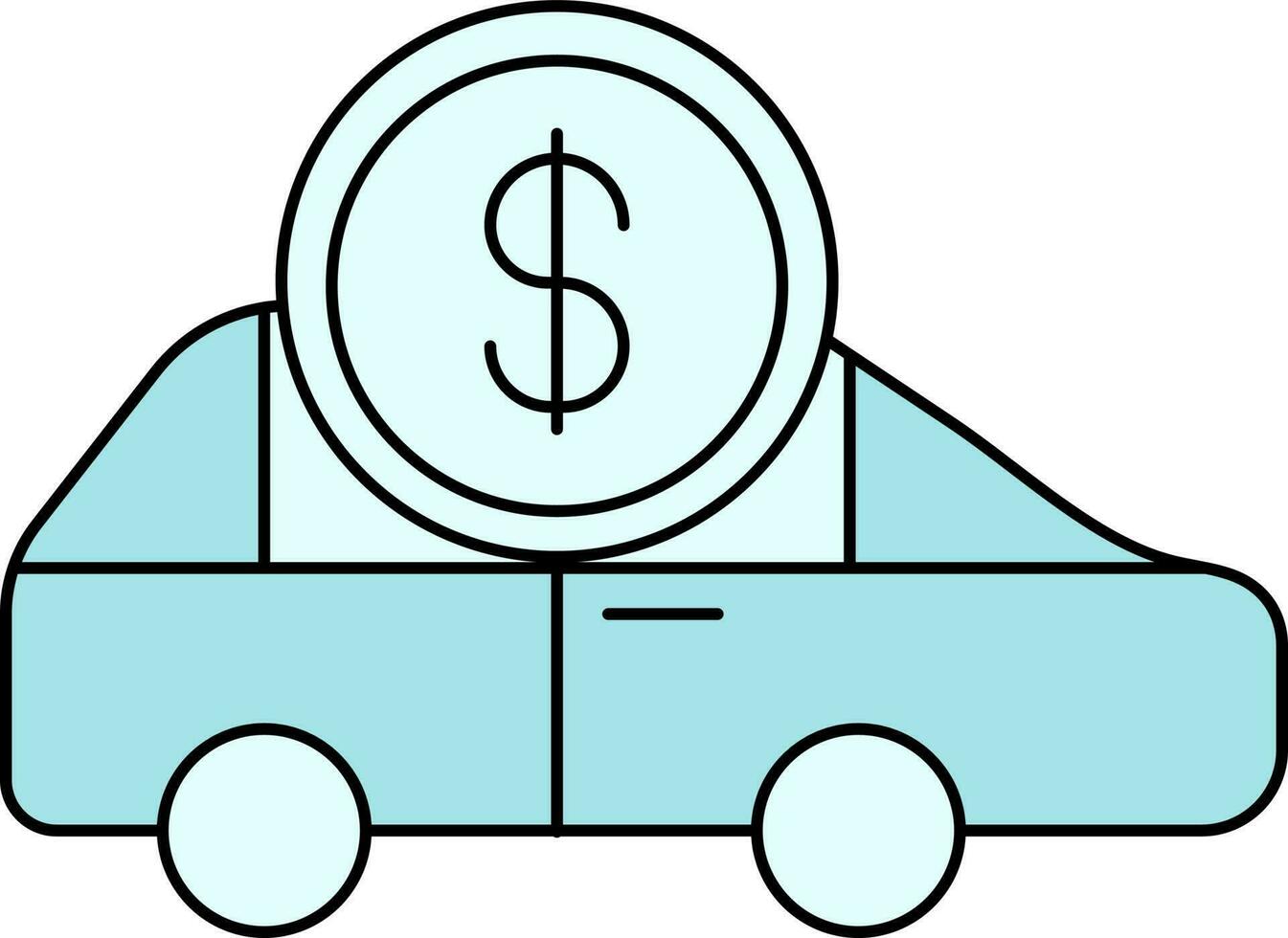 ilustração do carro dinheiro turquesa ícone dentro plano estilo. vetor