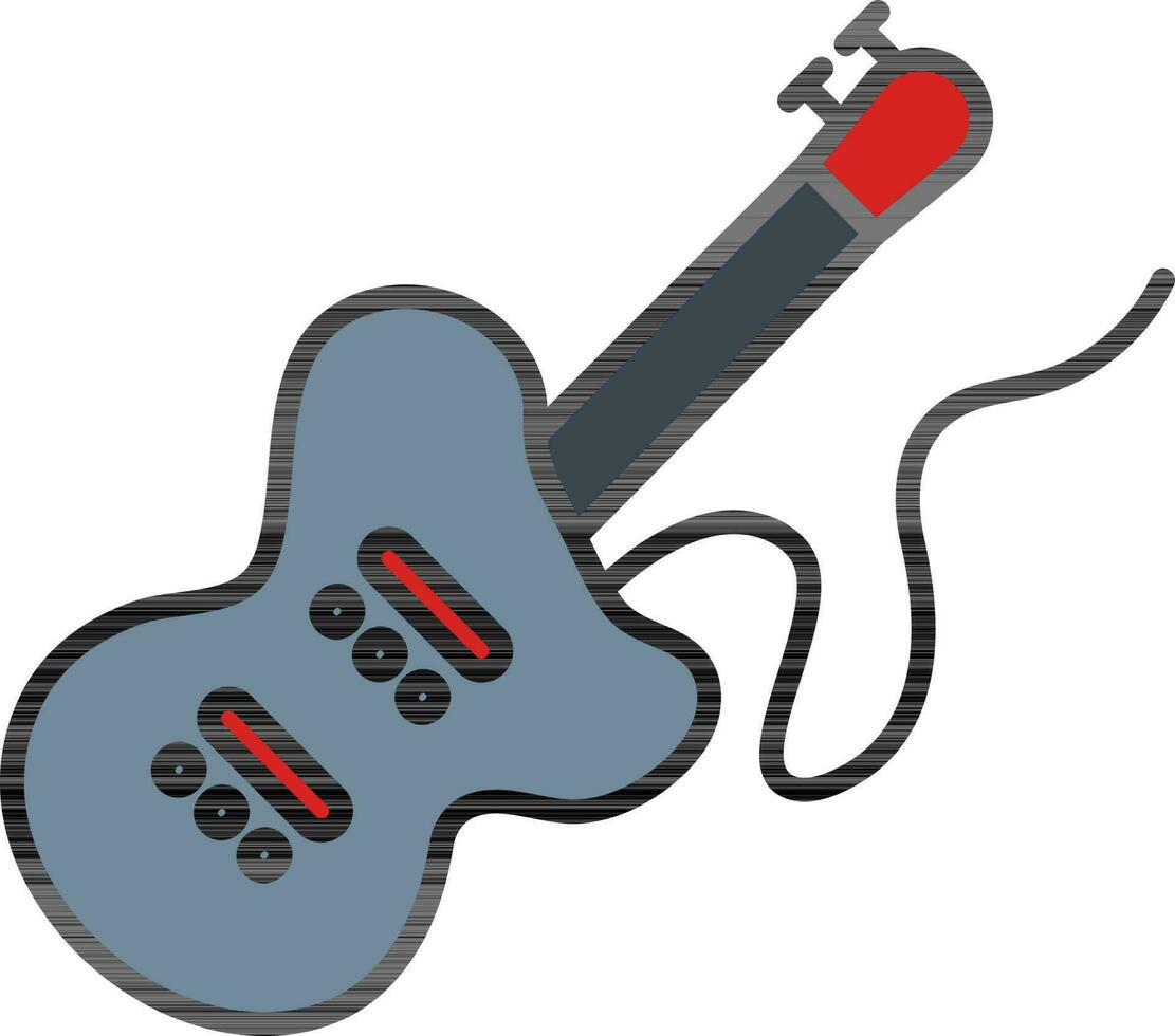guitarra ícone dentro cinzento e vermelho cor. vetor