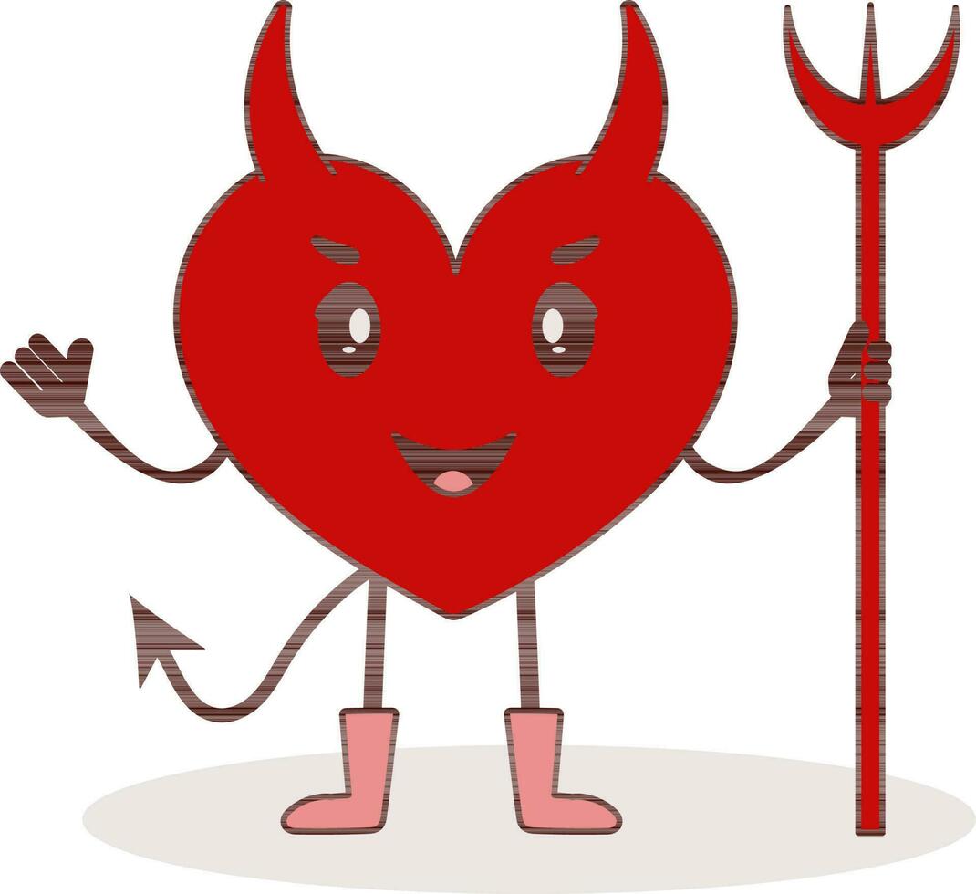 vermelho e Castanho coração forma diabo personagem ícone ou símbolo. vetor