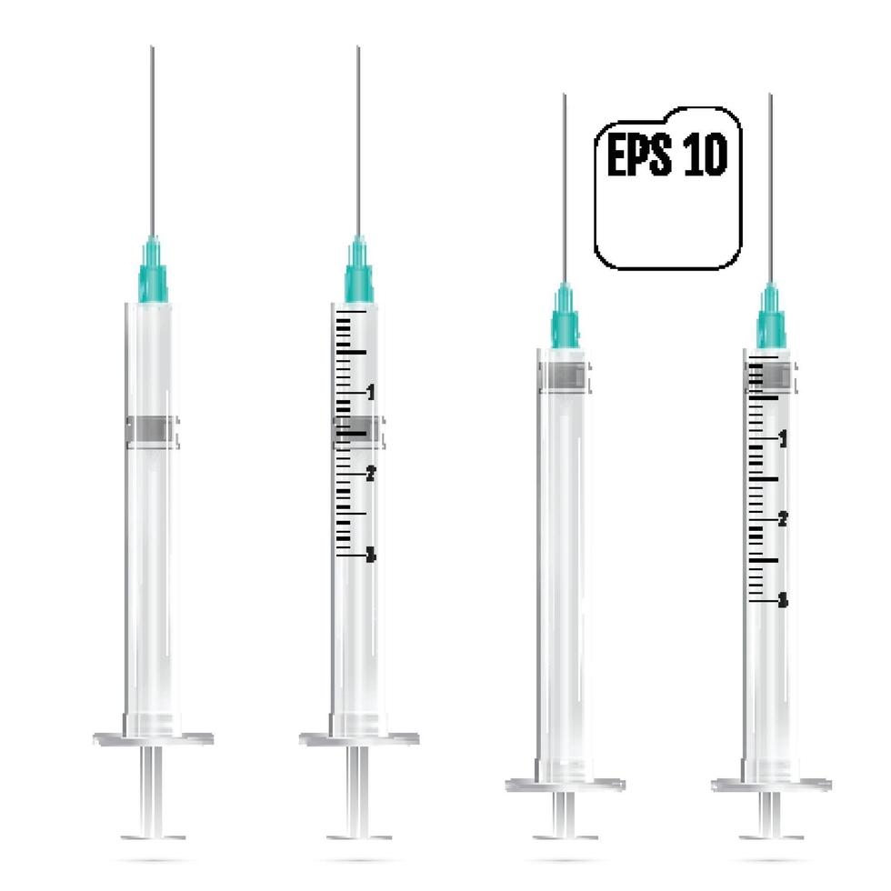seringas de vetor realista isoladas no fundo branco