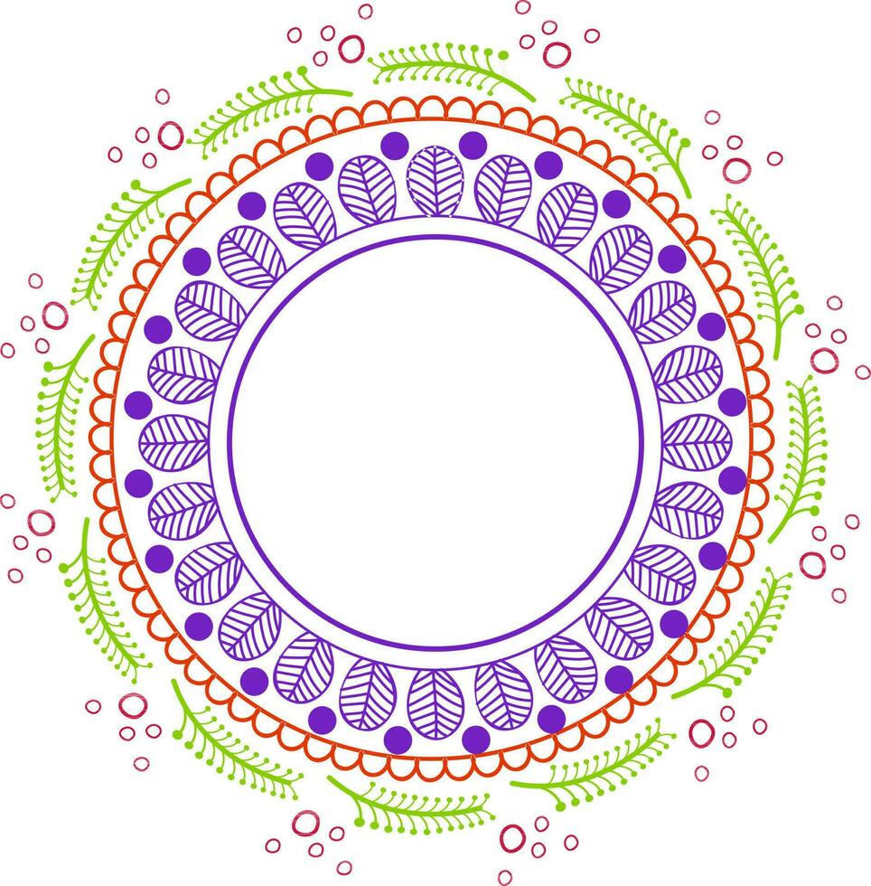 circular quadro, Armação com floral Projeto. vetor