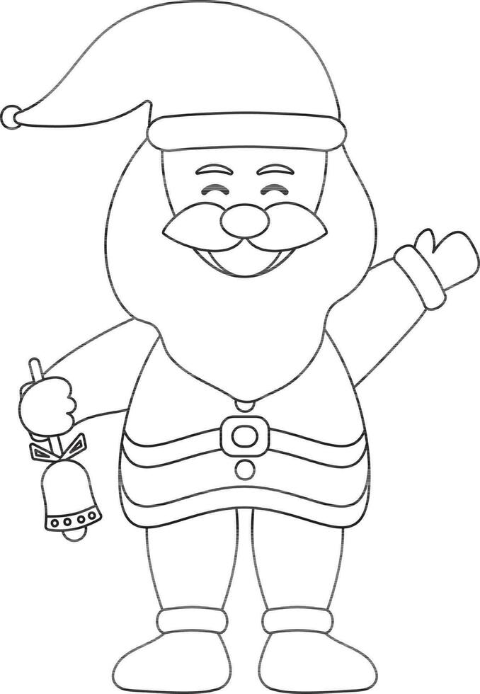 linha arte ilustração do santa claus segurando tinir Sino. vetor