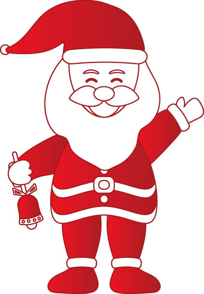 ilustração do santa claus segurando tinir Sino ícone dentro vermelho e branco cor. vetor