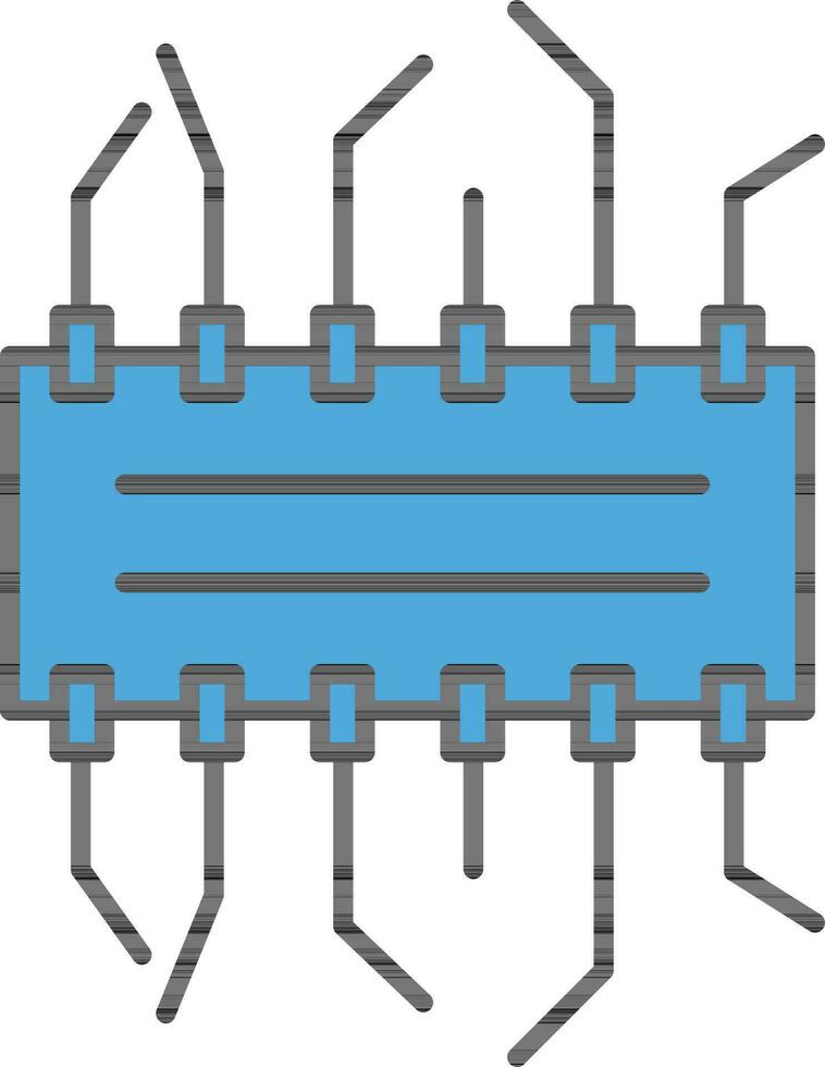 integrado o circuito lasca ícone dentro azul cor. vetor