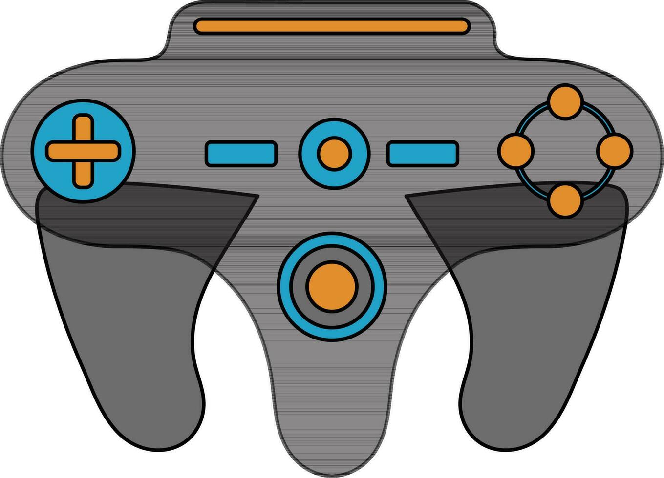 cinzento e azul controle de video game dentro plano estilo. vetor