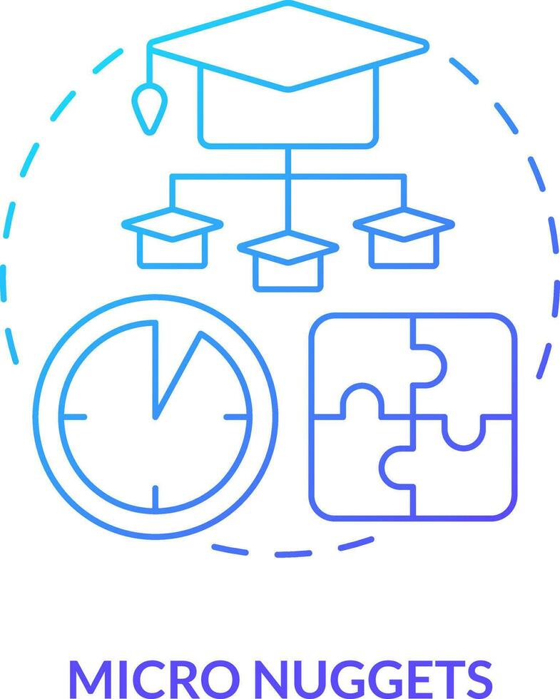 micro pepitas azul gradiente conceito ícone. microaprendizagem exemplo abstrato idéia fino linha ilustração. mordida Tamanho pedaços do conhecimento. microlições. isolado esboço desenhando vetor