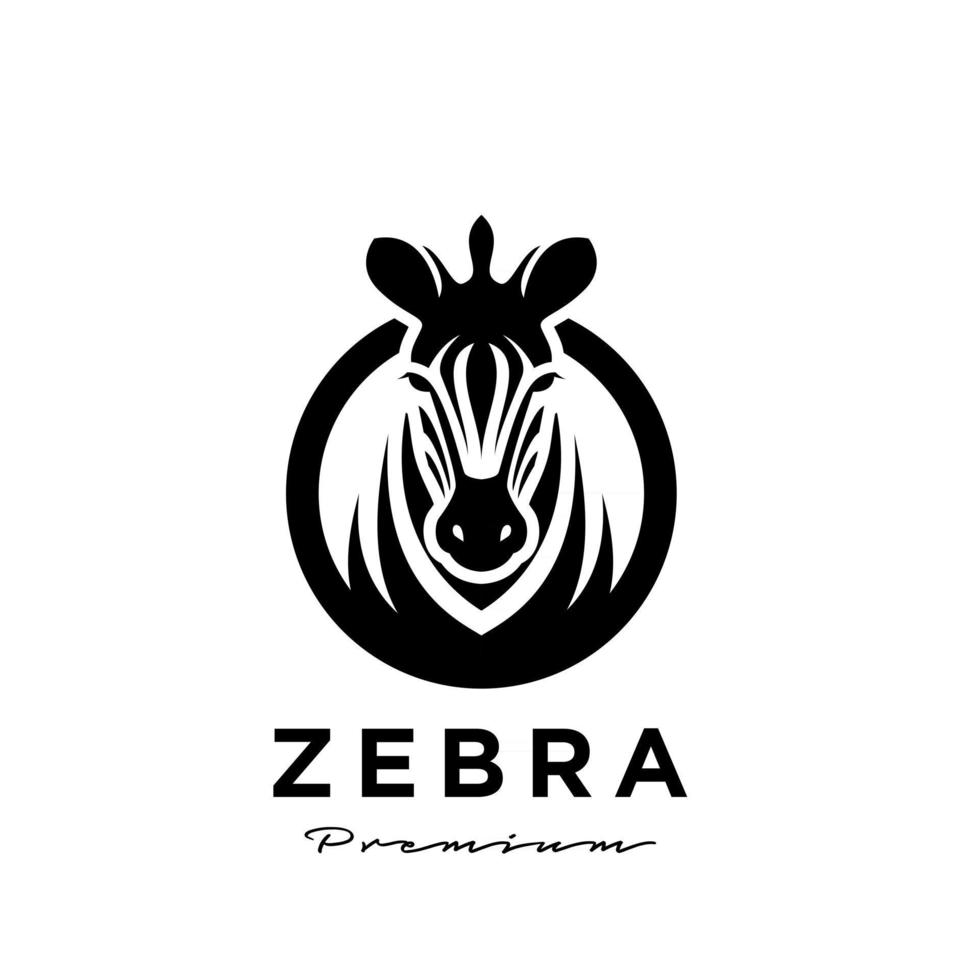 design de ícone de logotipo de vetor cabeça zebra premium