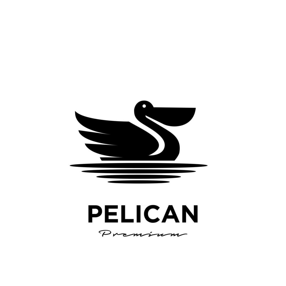 natação pelicano preto vetor logotipo ícone ilustração isolado fundo