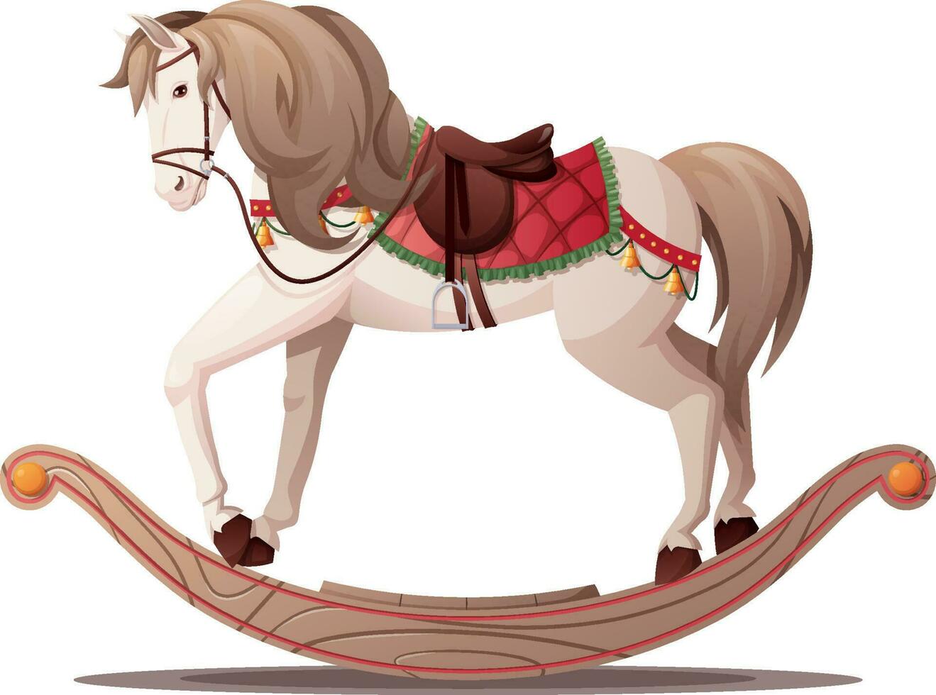 Natal balanço cavalo em isolado fundo. Natal crianças s cavalo brinquedo com Natal decorações. vetor desenho animado ilustração