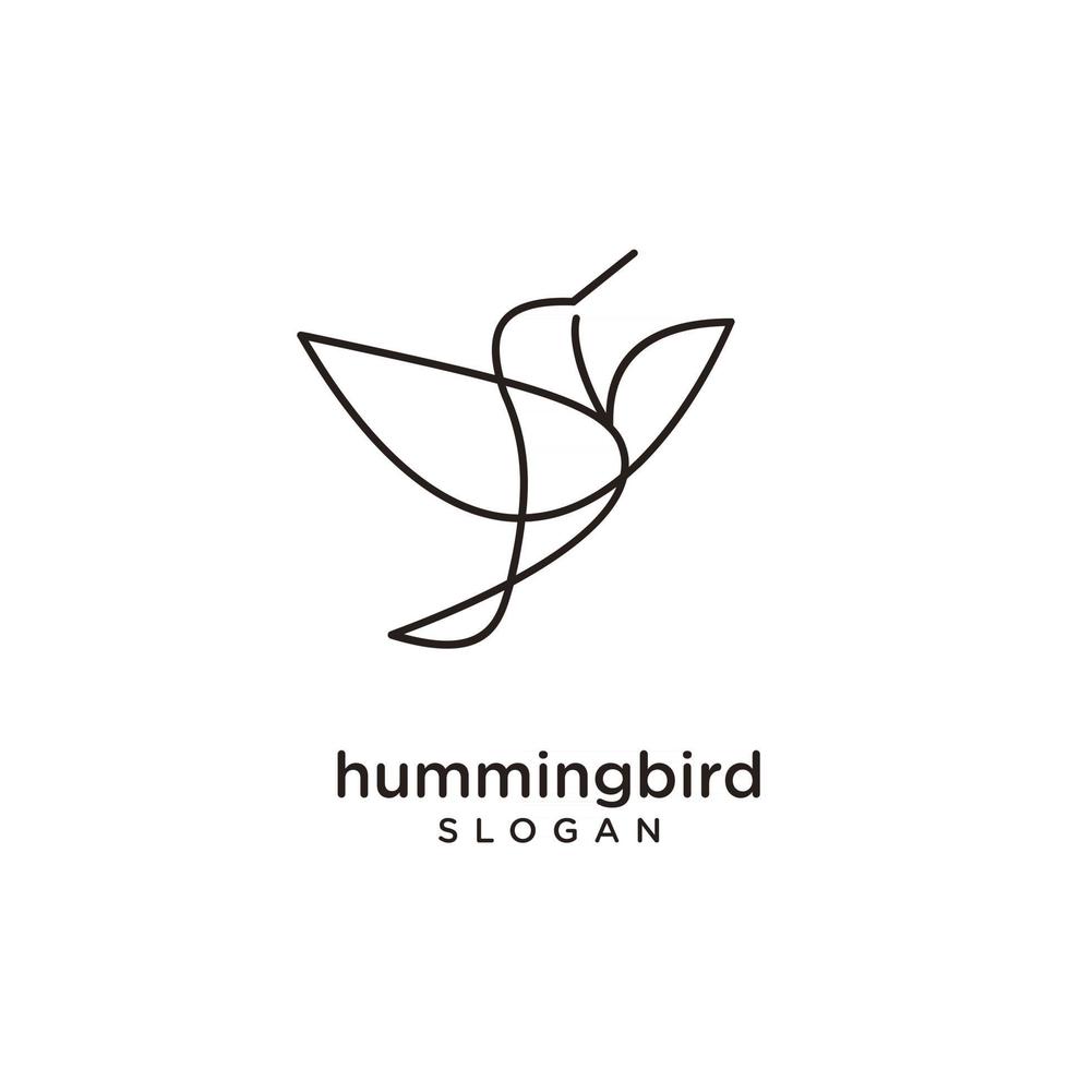 Desenho do ícone do logotipo da linha do colibri vetor