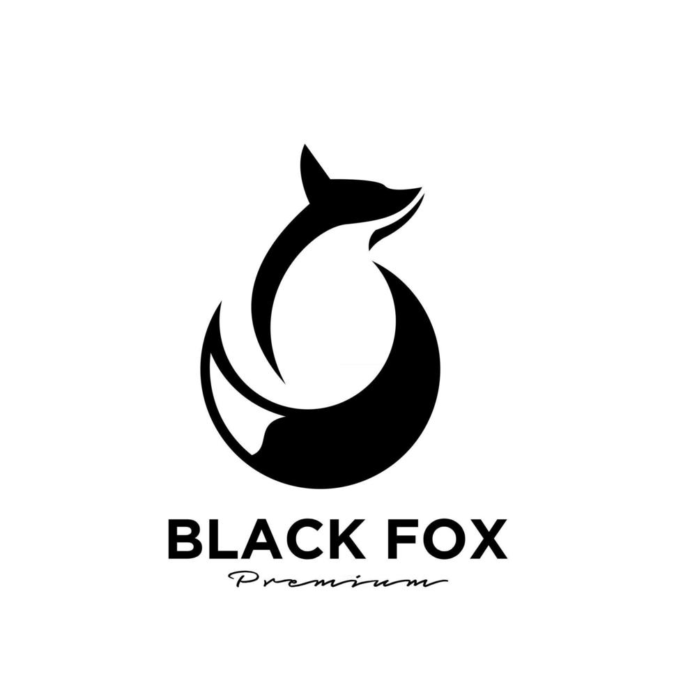 design de logotipo de raposa negra silhueta animal mascote logotipo modelo ilustração vetorial vetor