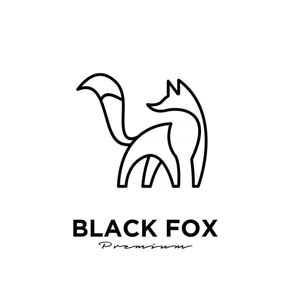 design de logotipo de raposa negra silhueta animal mascote linha logotipo modelo ilustração vetorial vetor