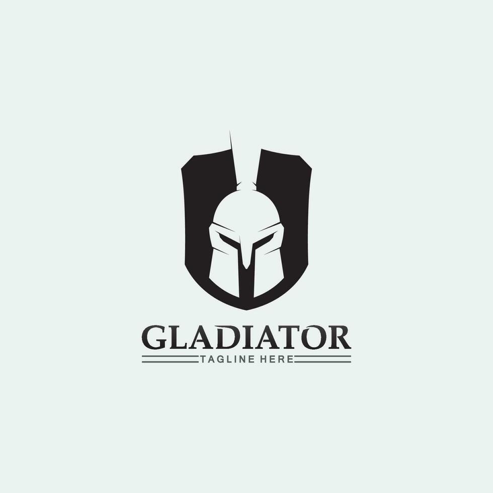 capacete espartano, modelo de logotipo de gladiador, design de ícone de vetor, ícone de cabeça de guerreiros, soldado vetor