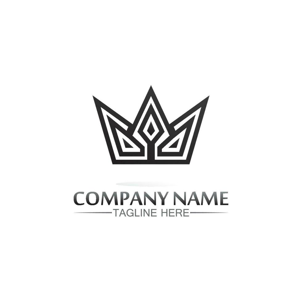 logotipo da coroa logotipo do rei logotipo da rainha, princesa, modelo vetorial ícone ilustração design imperial, real e bem-sucedido logotipo empresarial vetor