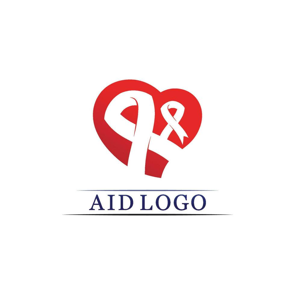 logotipo da fita de ajuda e design de vetor do Dia Mundial da AIDS