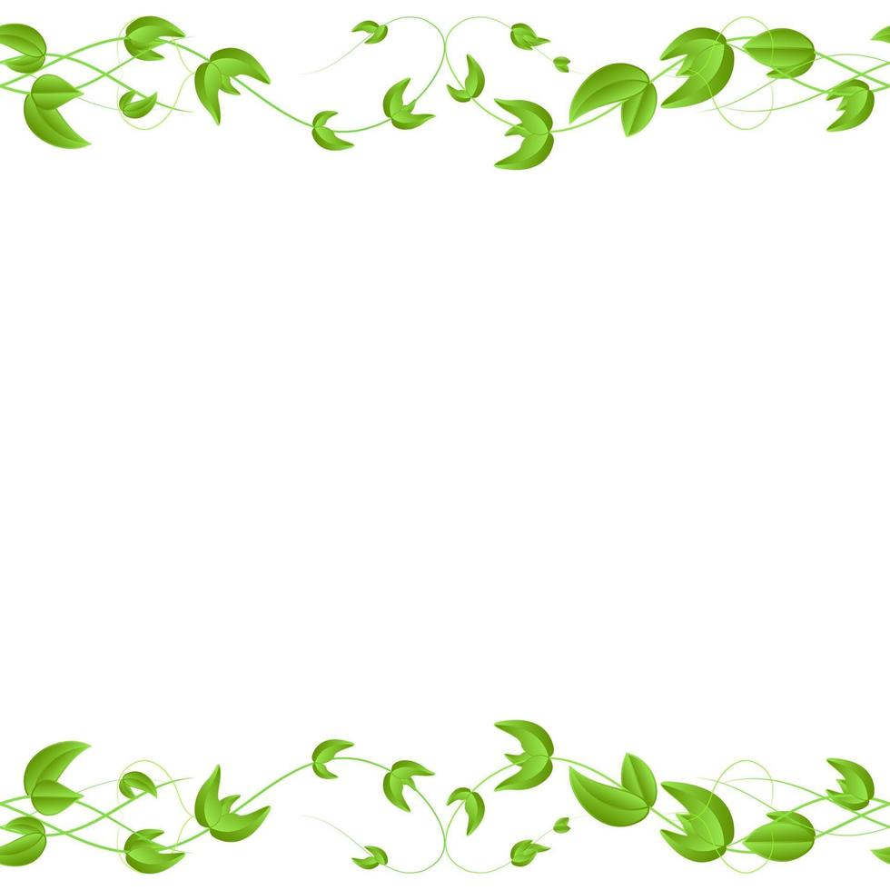 borda sem costura horizontal de vetor com folhas e brotos de hera de vime verde