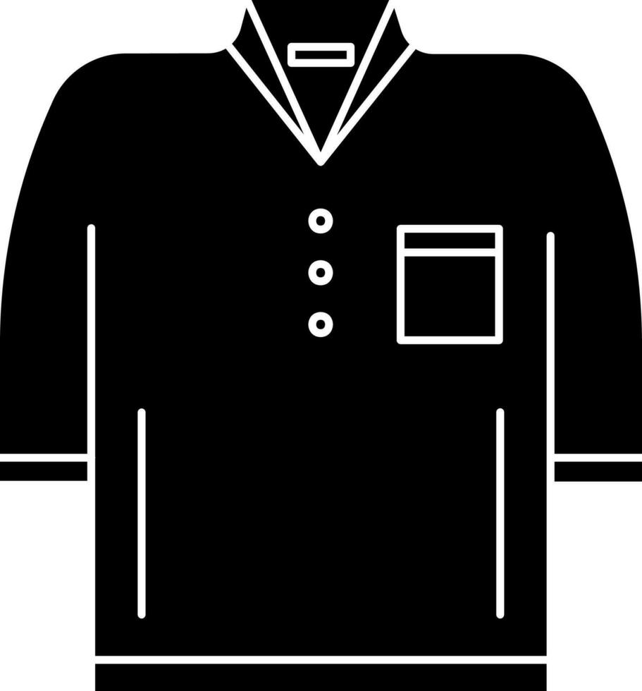 ilustração do pólo camisa ícone dentro Preto e branco cor. vetor