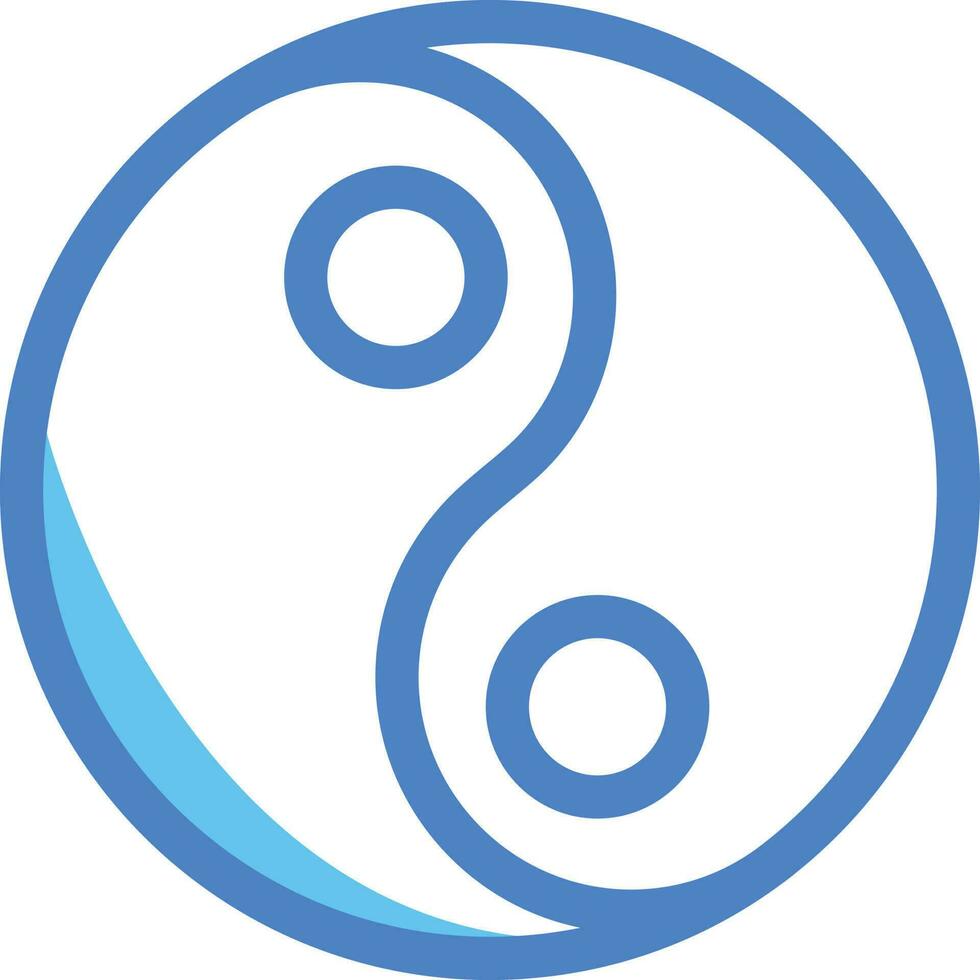 plano estilo do yin yang ícone ou símbolo dentro azul linha arte. vetor