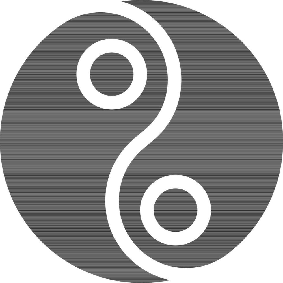 plano estilo do yin yang ícone ou símbolo dentro Preto e branco cor. vetor