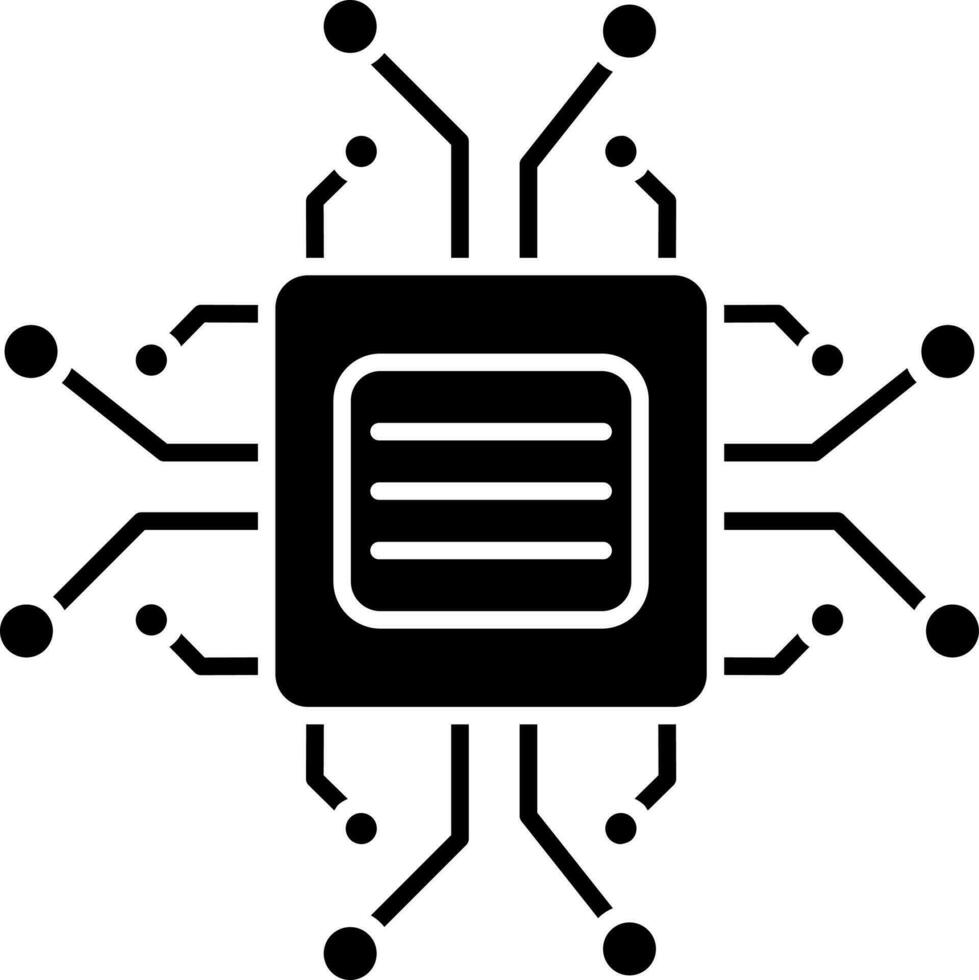 CPU ou processador lasca ícone dentro Preto e branco cor. vetor