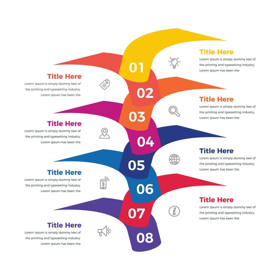 o negócio dados visualização. apresentação o negócio infográfico modelo com 8 opções ou passos. pode estar usava para processo, apresentações, disposição, bandeira, informação gráfico vetor