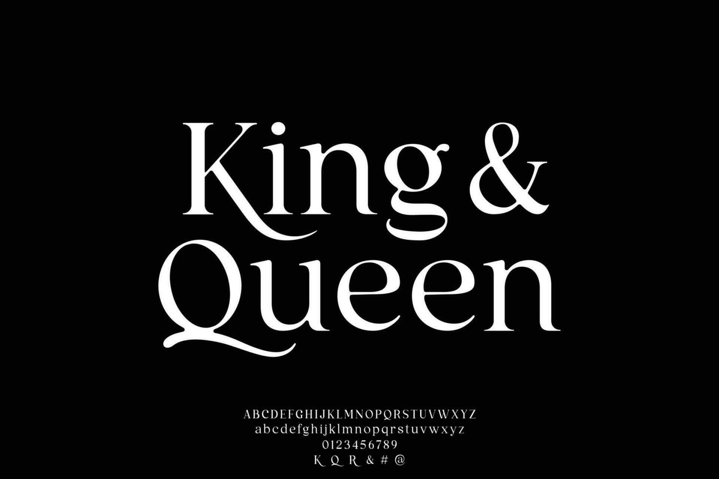 elegante luxo rei e rainha Fonte vetor ilustração. vintage alfabeto formatado com alternar, número e minúsculas