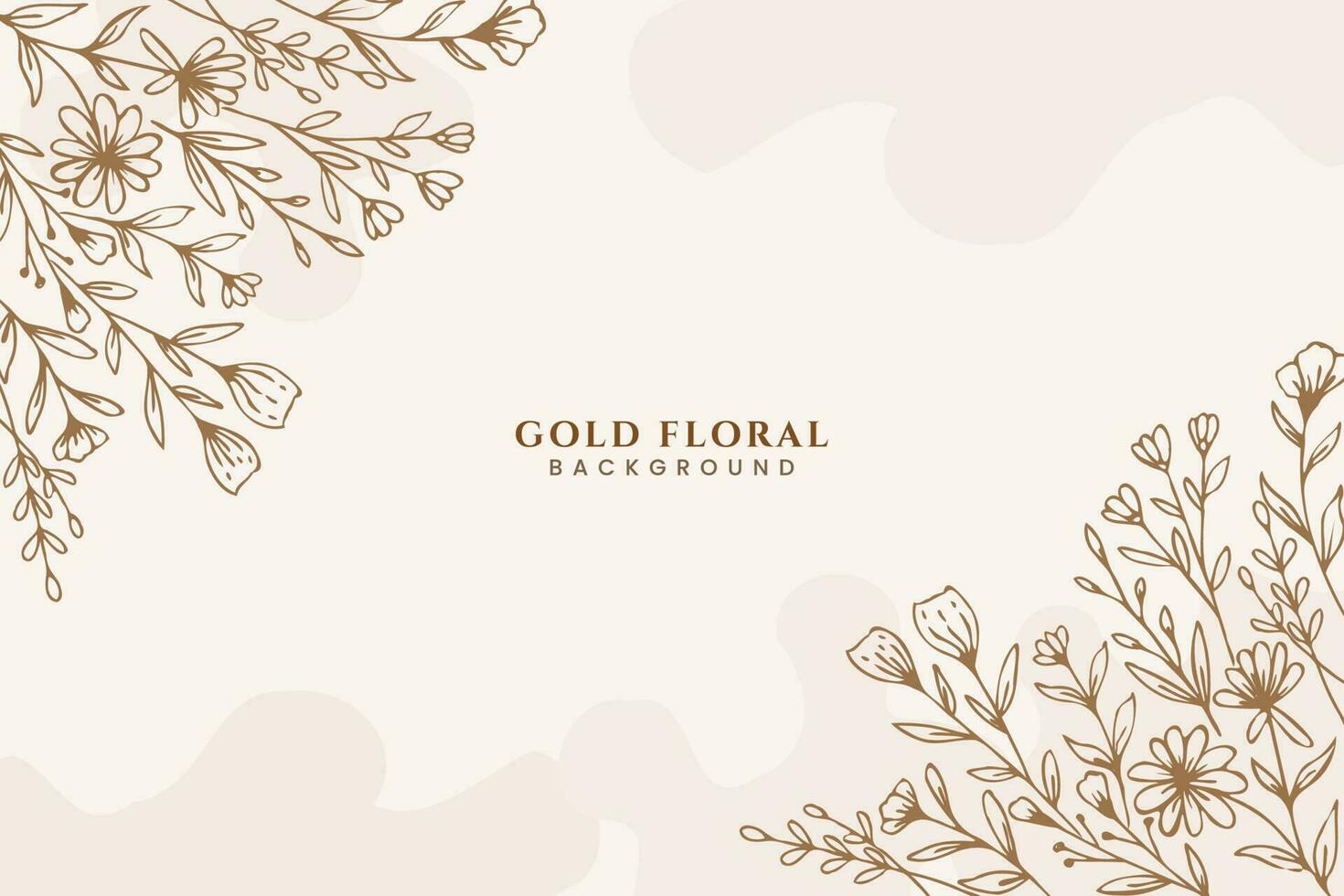 lindo dourado floral fundo com mão desenhado flores e folhas ilustração decoração vetor