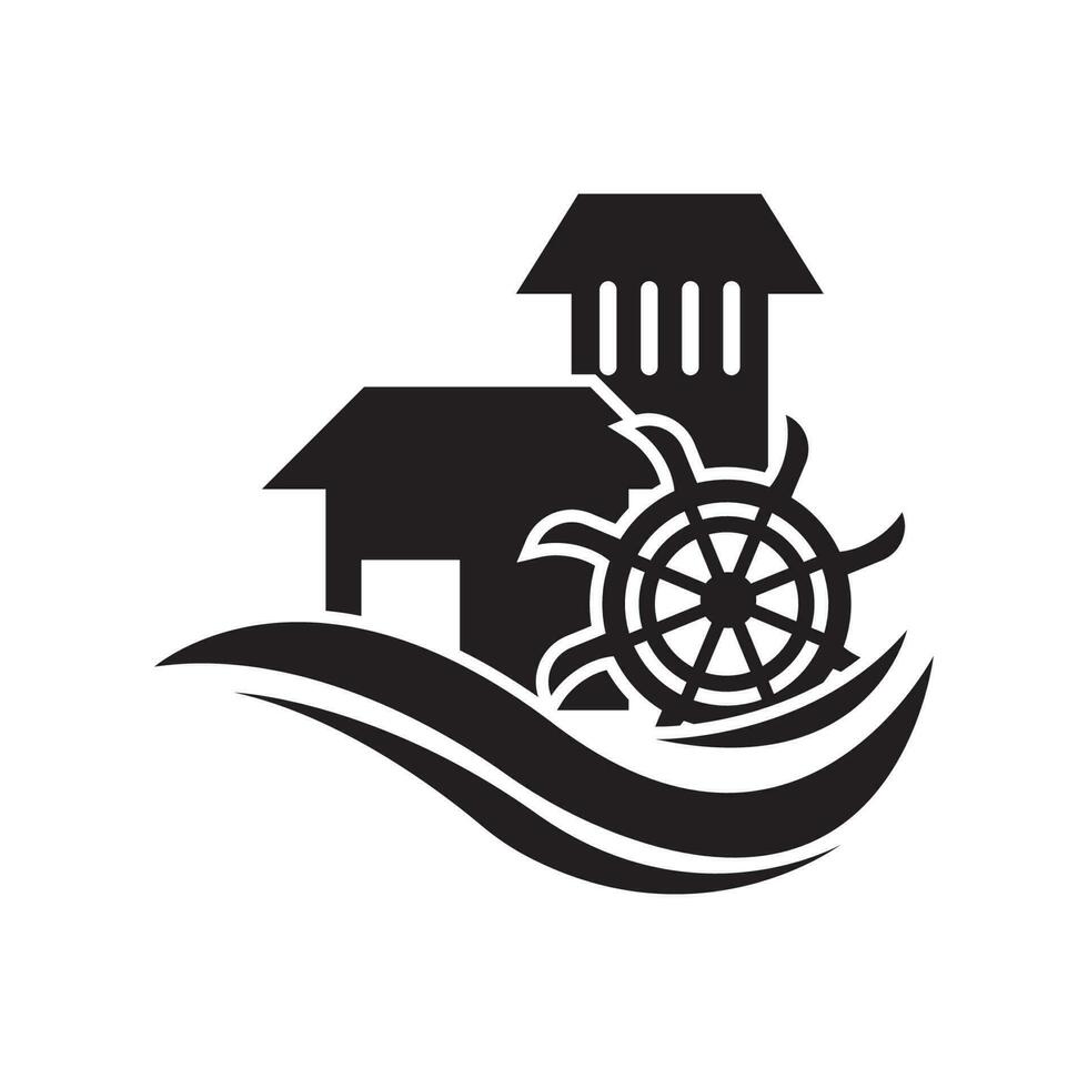 roda d'água ícone, logotipo ilustração Projeto modelo. vetor