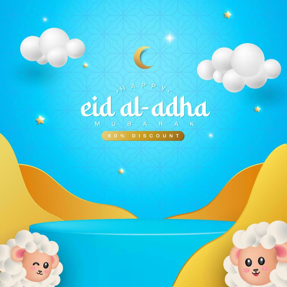 islâmico pódio feriado publicar, adequado para Ramadã, eid fitri, eid adha e maulid. vetor