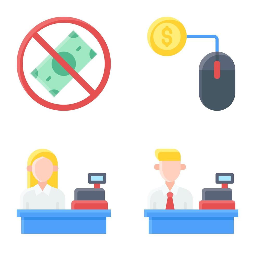 caixa e ícone de pagamento digital definir vetor relacionado ao pagamento