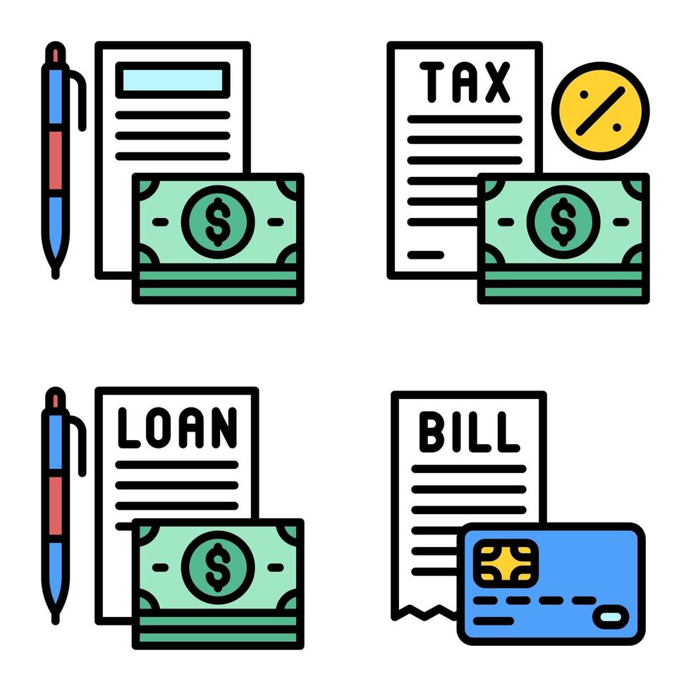 conjunto de ícones de documentos de pagamento vetor relacionado ao pagamento