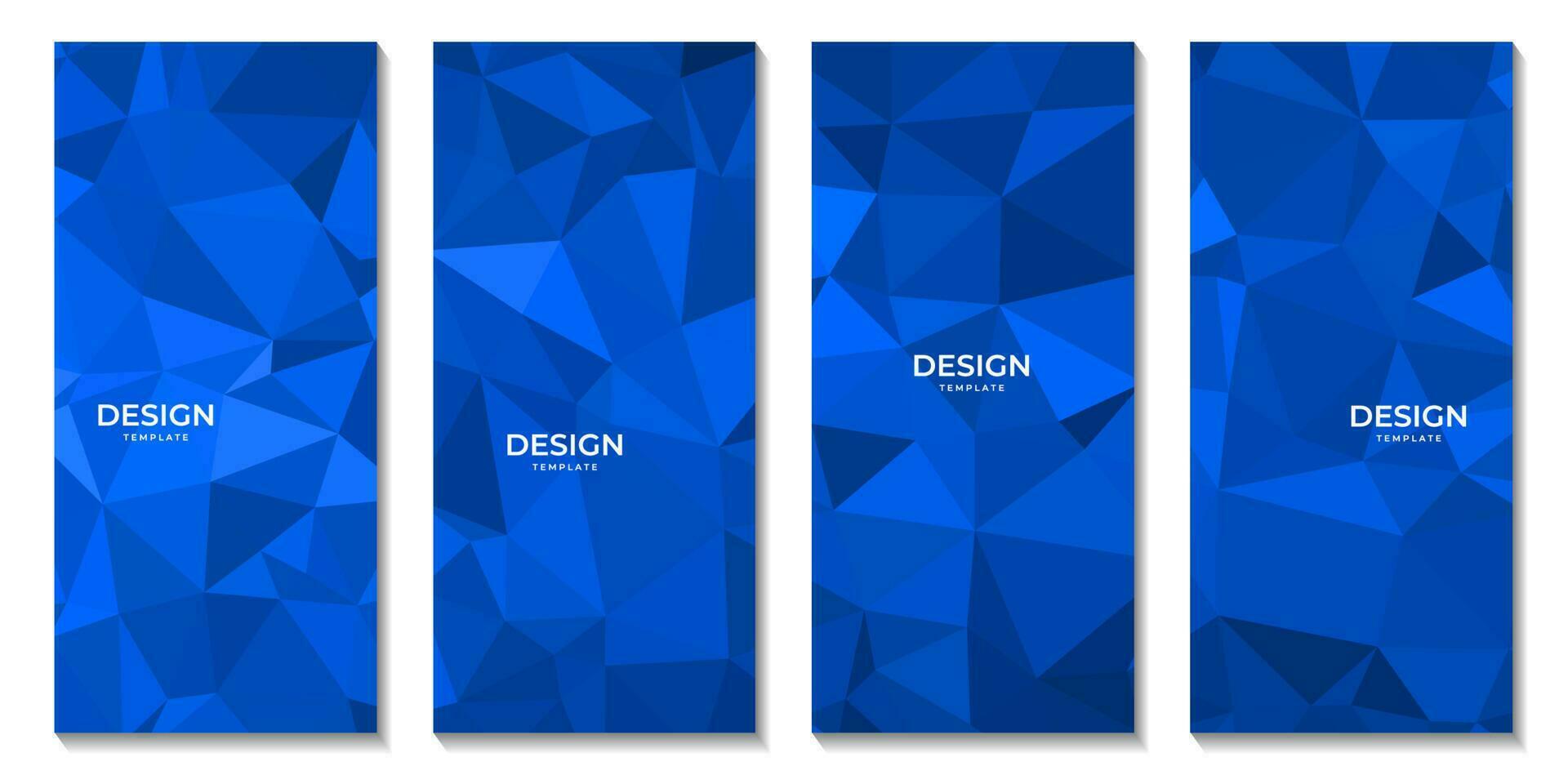 conjunto do brochuras abstrato azul fundo geométrico triângulos vetor