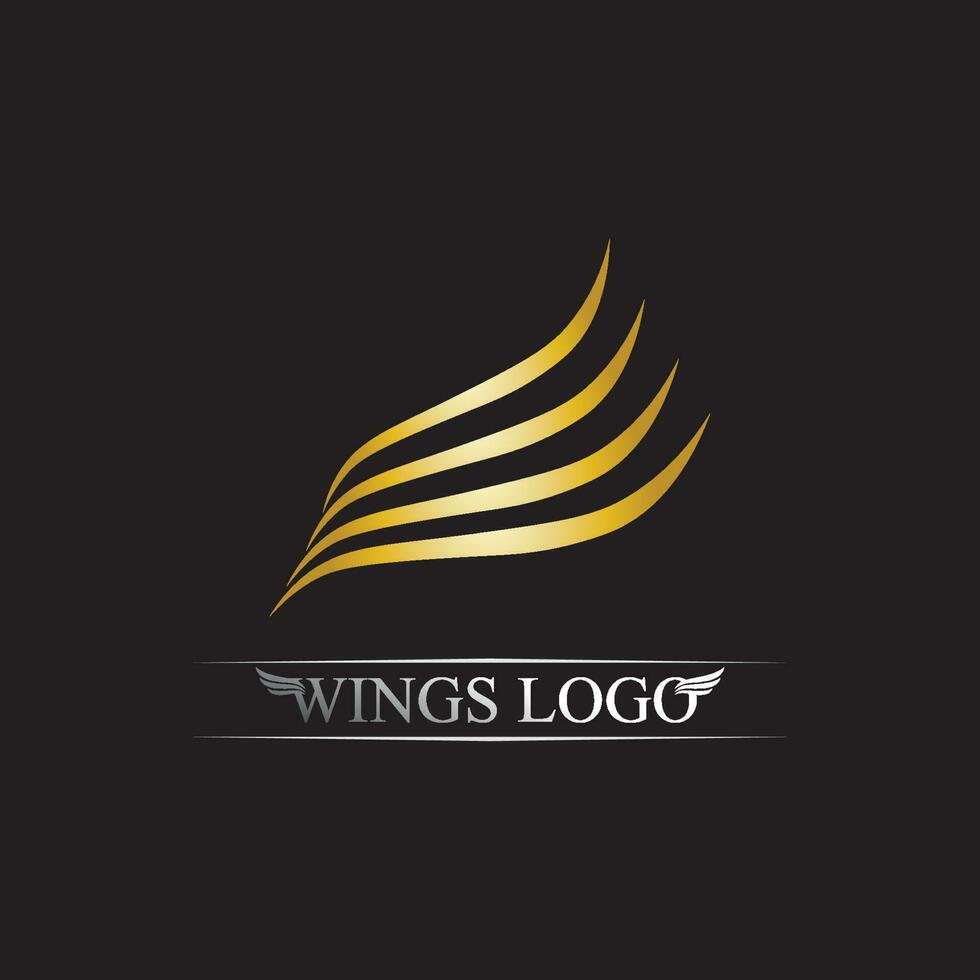 símbolo do logotipo da asa de ouro preto para um designer profissional vetor