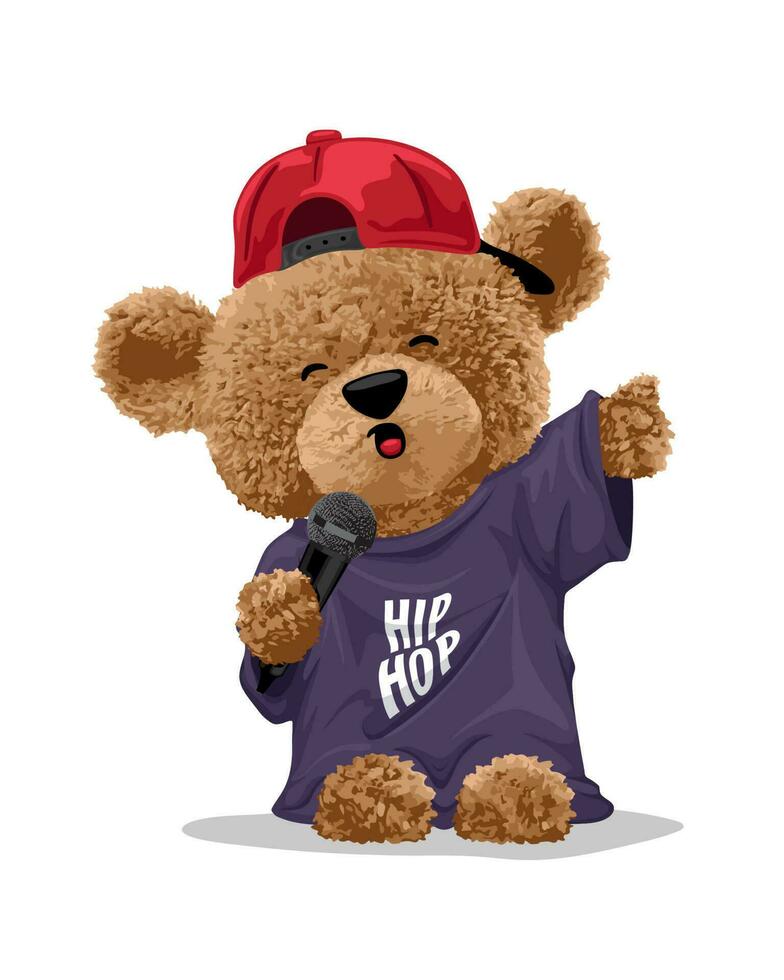 vetor ilustração do Urso de pelúcia Urso cantando dentro hip-hop estilo