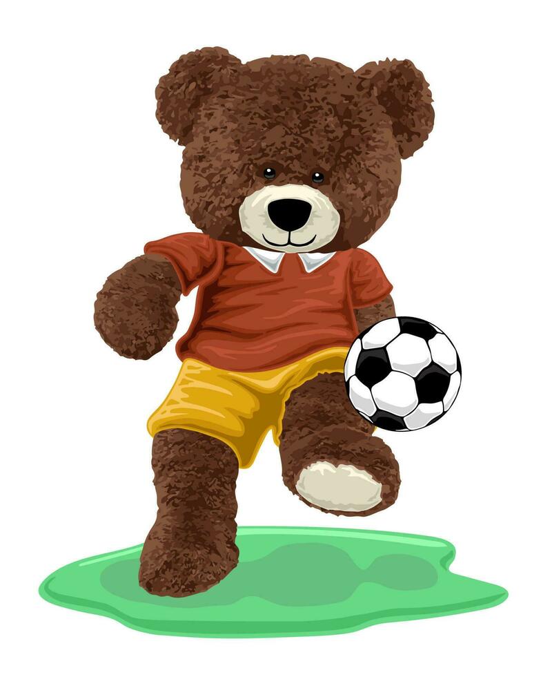 vetor ilustração do Urso boneca jogando futebol