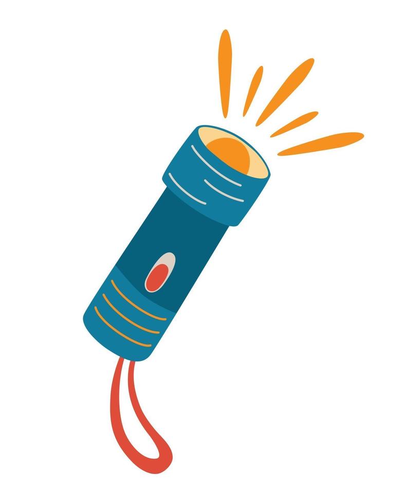 ícone de lanterna lanterna de acampamento iluminação de lanterna com holofote ou flash design plano ilustração vetorial de tocha portátil azul vetor