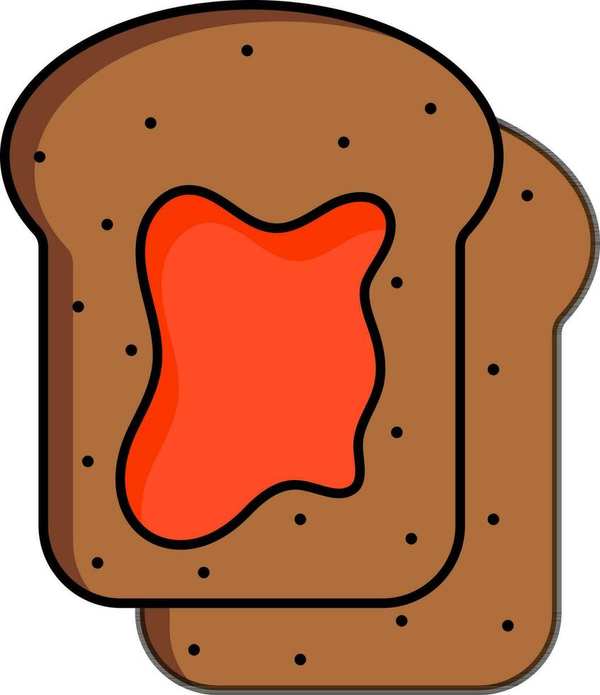 geléia ou manteiga em pão fatia ícone dentro Castanho e vermelho cor. vetor
