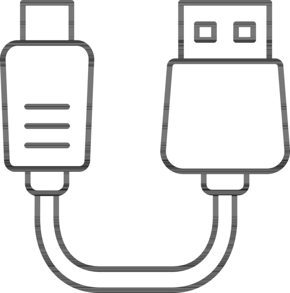 linha arte ilustração do dois lado USB cabo ícone. vetor