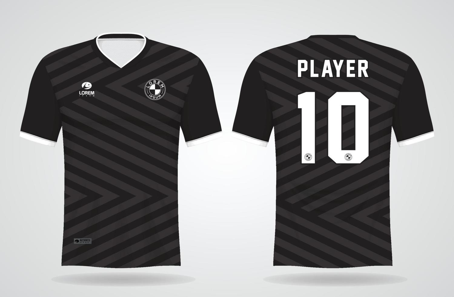 modelo de camisa esportiva preta para uniformes de time e design de camisetas de futebol vetor