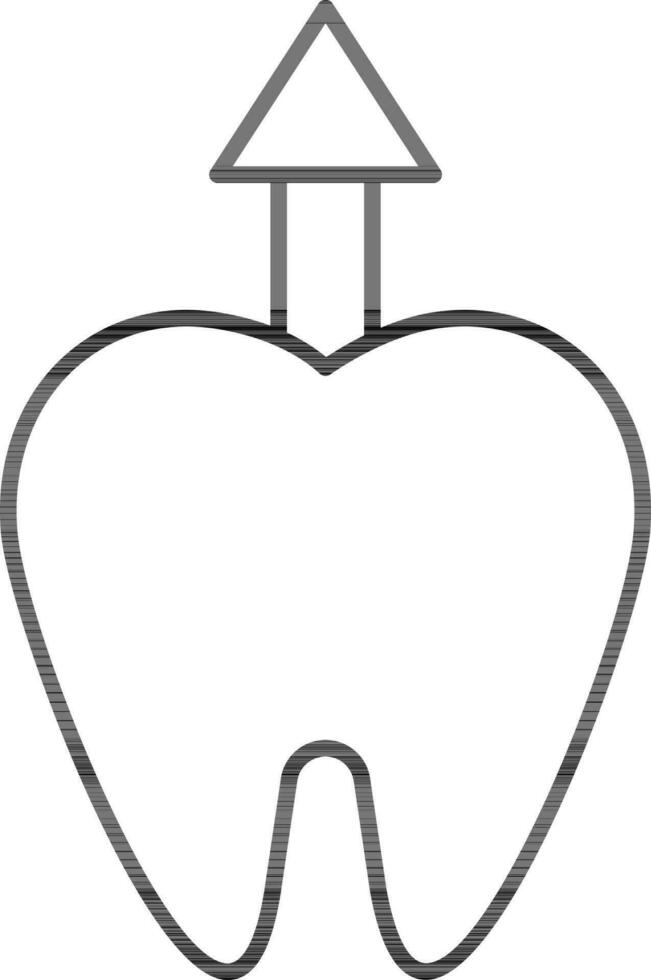 ilustração do dente com seta acima ícone dentro fino linha arte. vetor