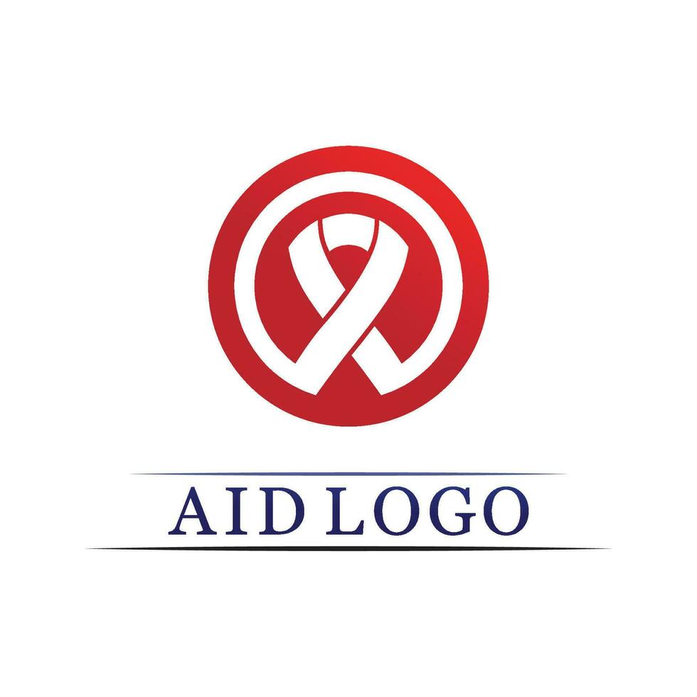 logotipo da fita de ajuda e design de vetor do Dia Mundial da AIDS