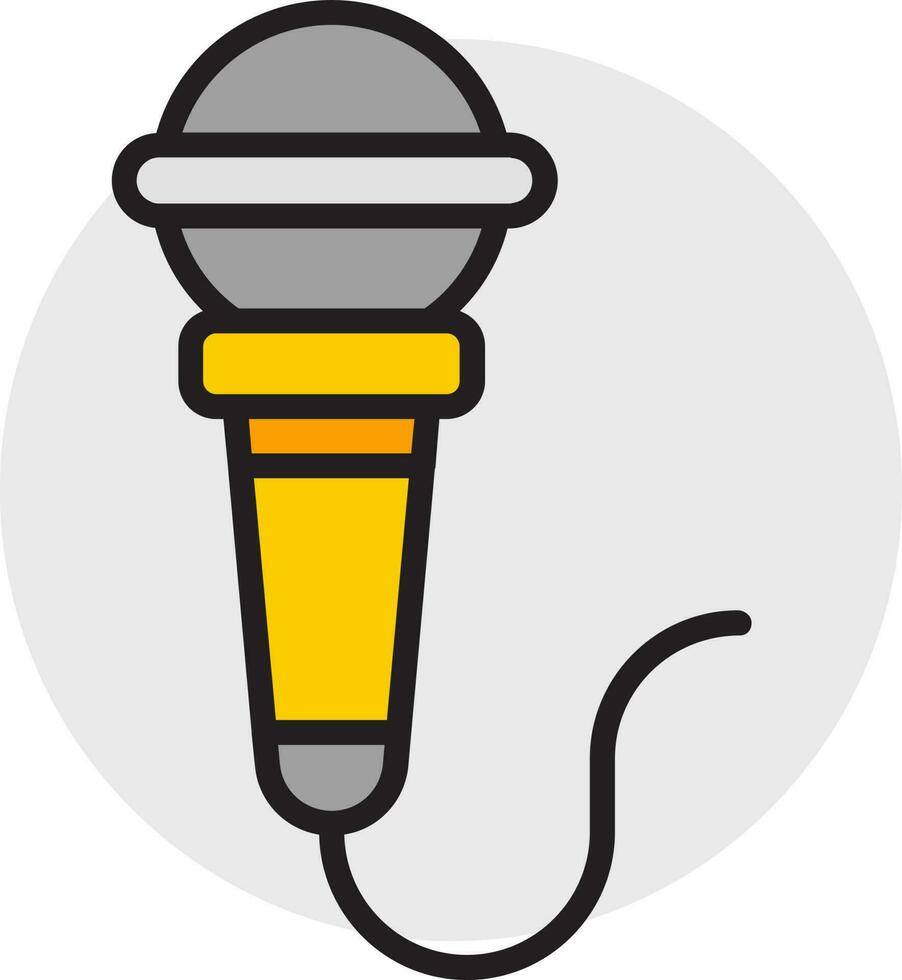 plano estilo microfone ícone dentro amarelo e cinzento cor. vetor