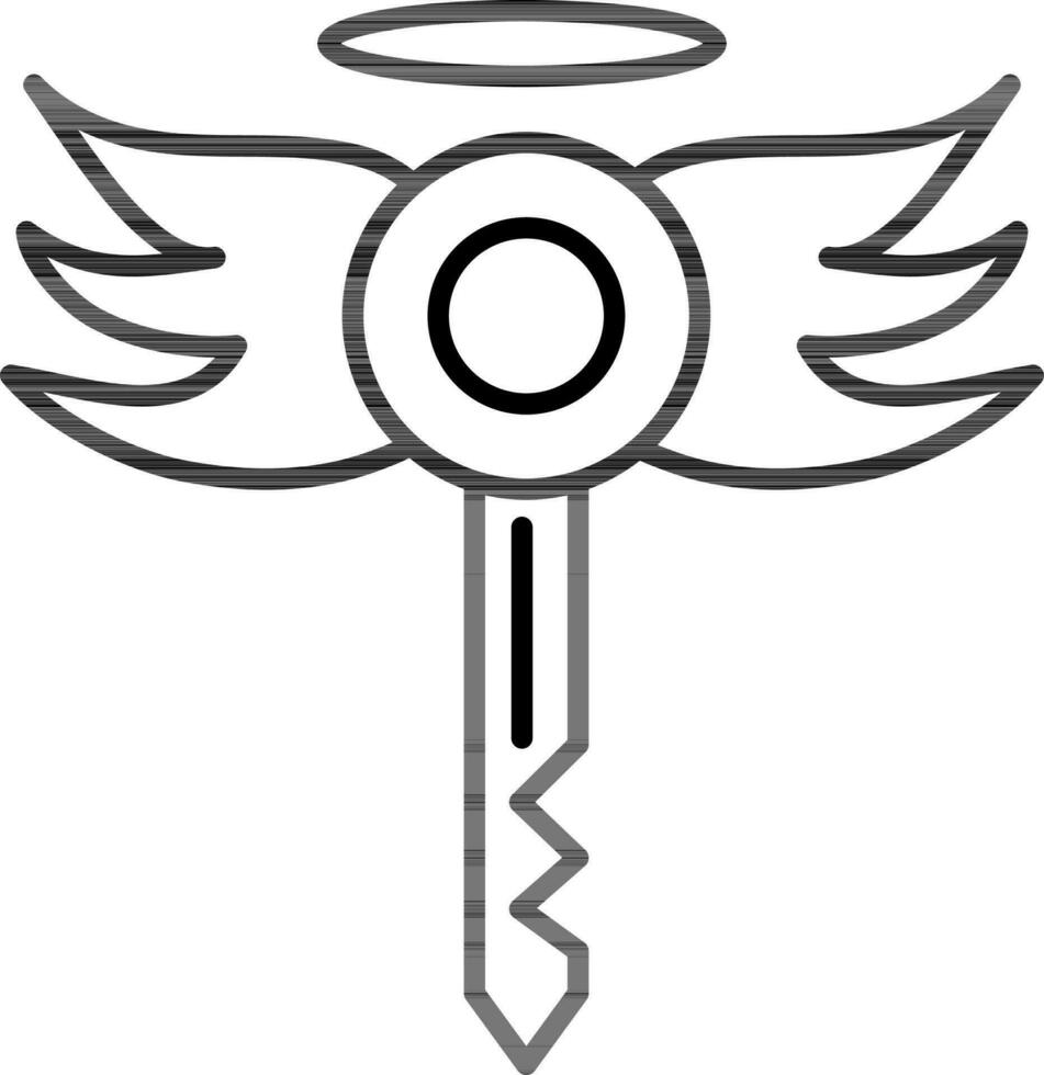 chave com asas ícone dentro Preto contorno. vetor