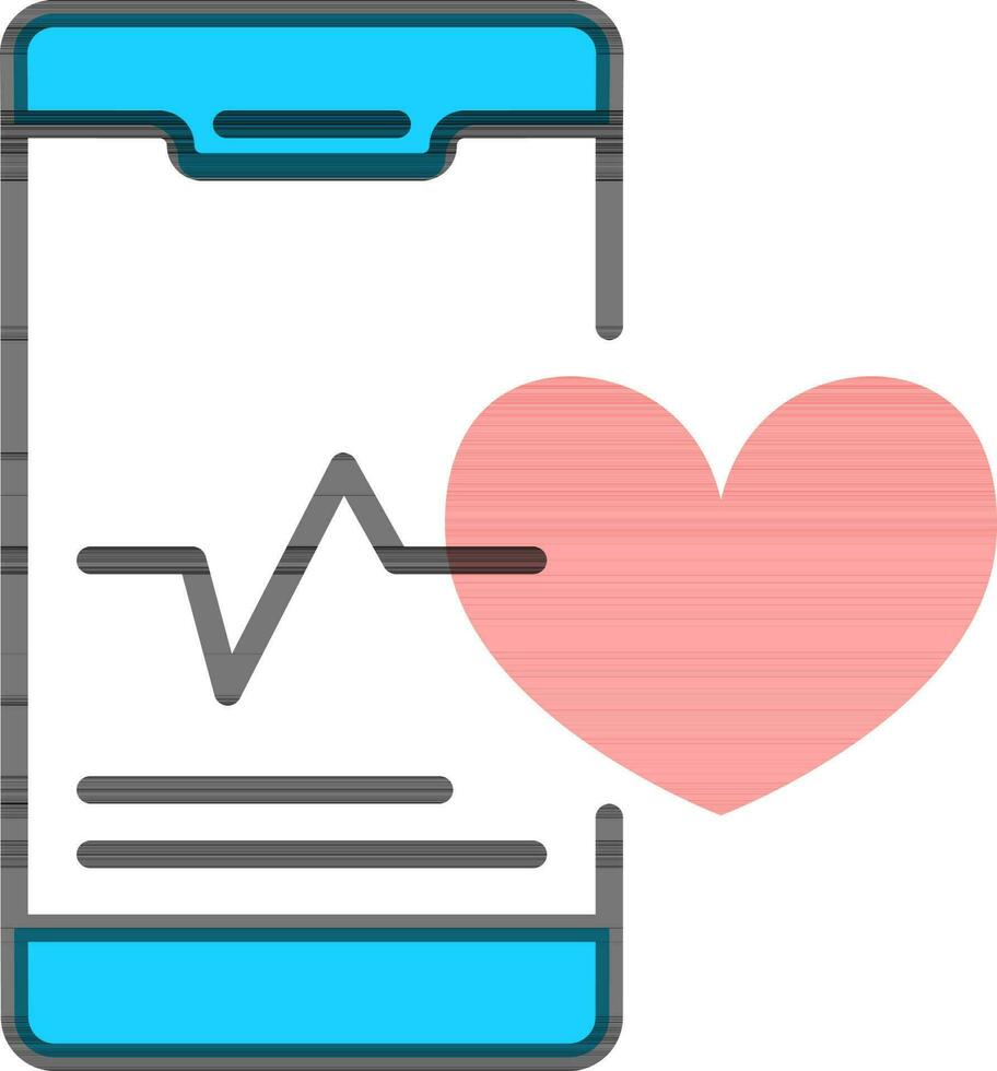 plano estilo batimento cardiaco dentro Smartphone tela colorida ícone. vetor