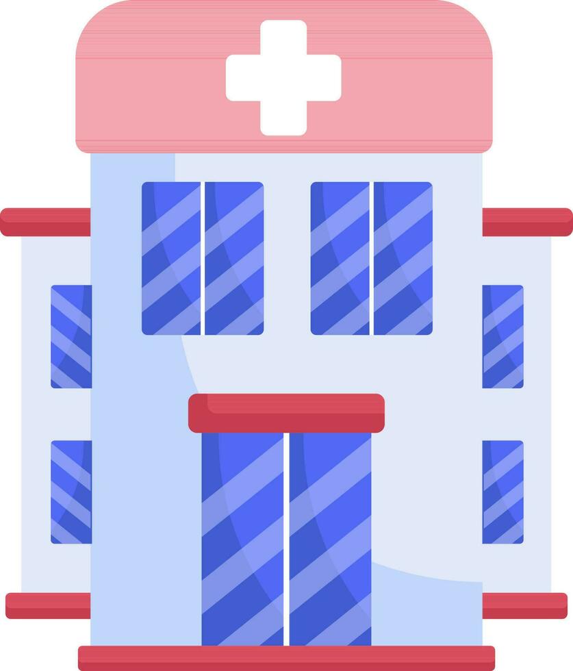 ilustração do hospital construção ícone dentro vermelho e azul cor. vetor