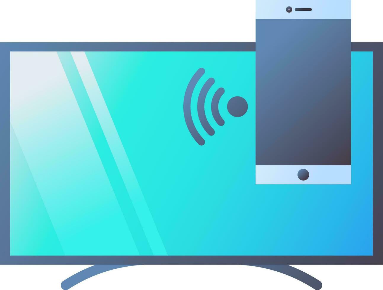 Wi-fi conectar lcd televisão e Smartphone ícone dentro plano estilo. vetor