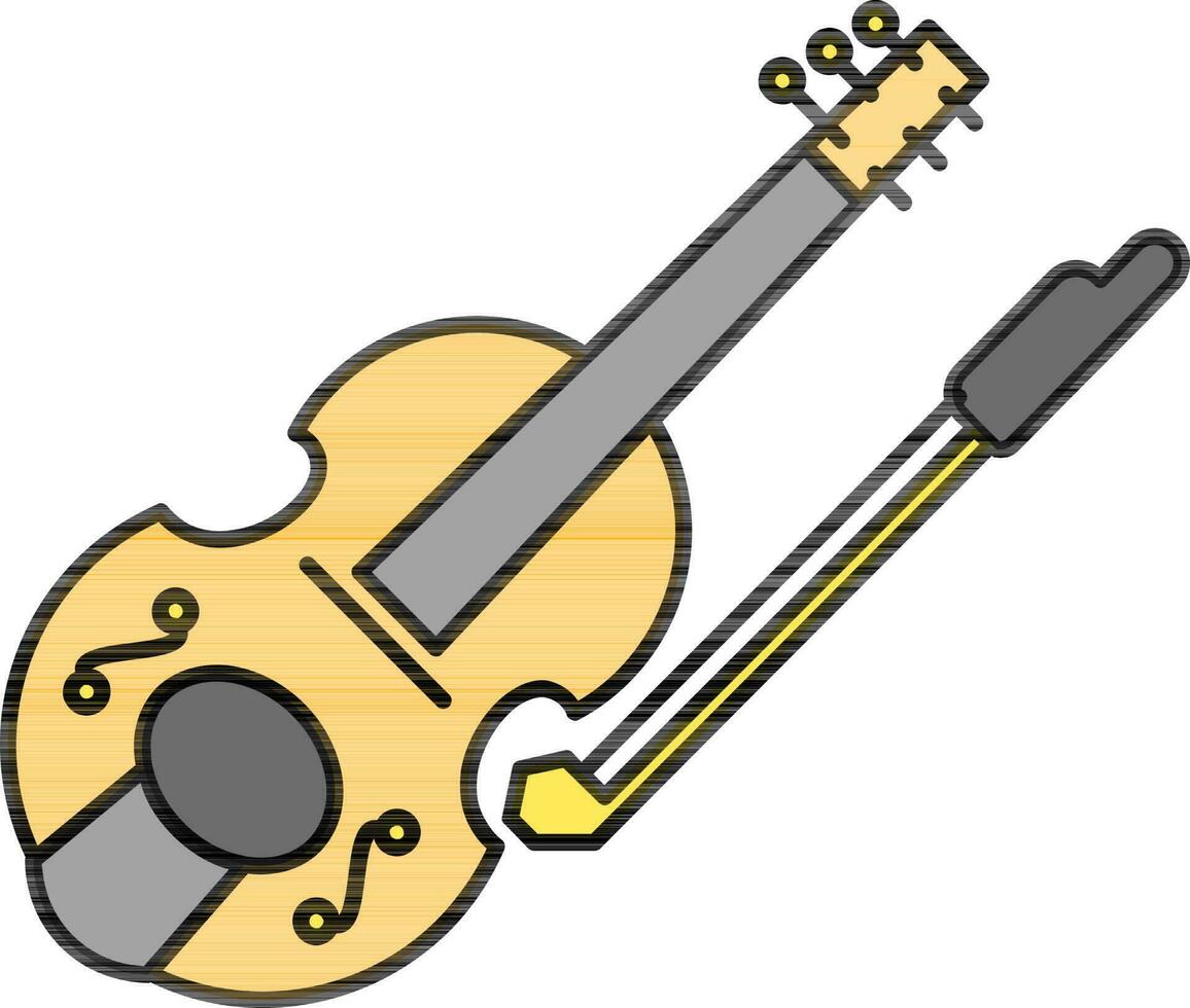 violino ou violino com arco ícone dentro amarelo e cinzento cor. vetor