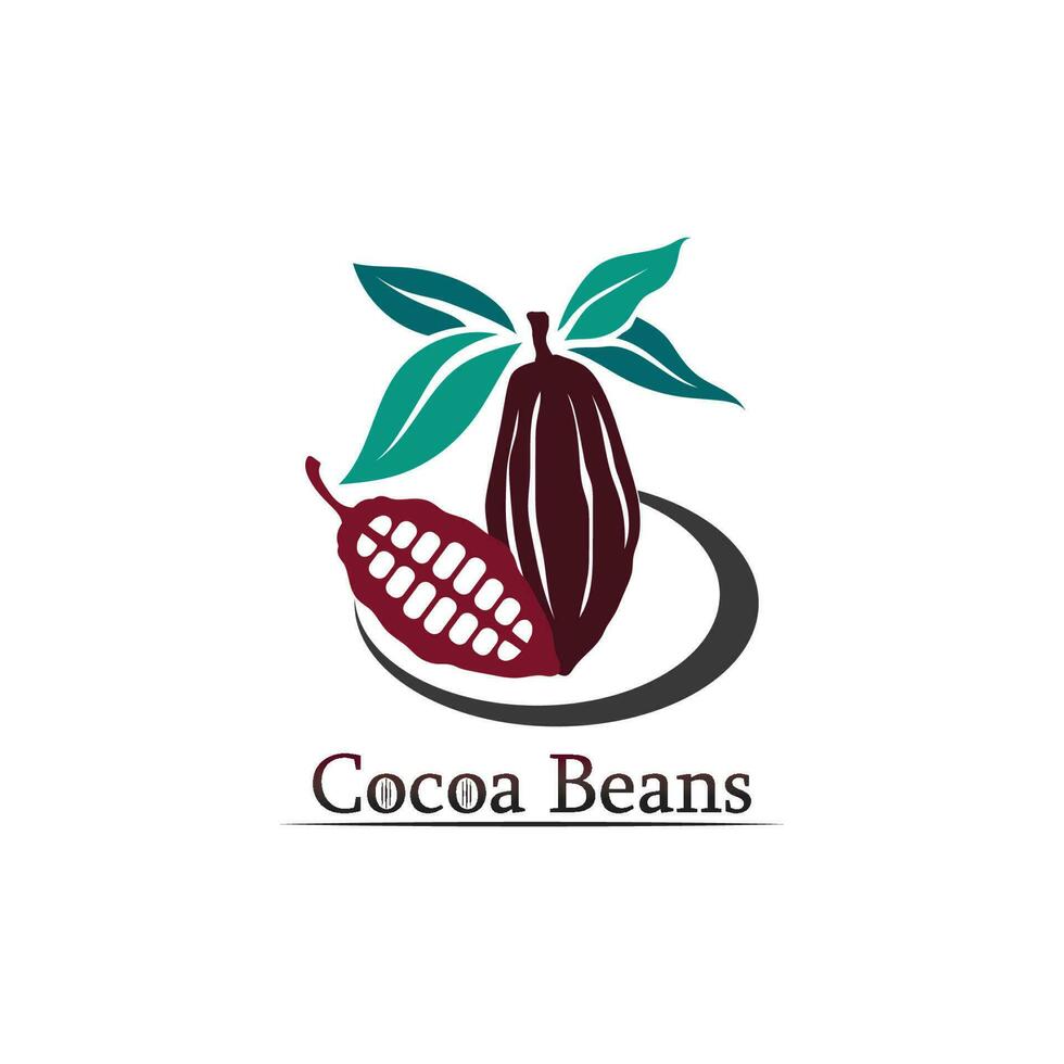 logotipo do chocolate e ícone de cacau e desenho vetorial noz e noz deliciosas vetor