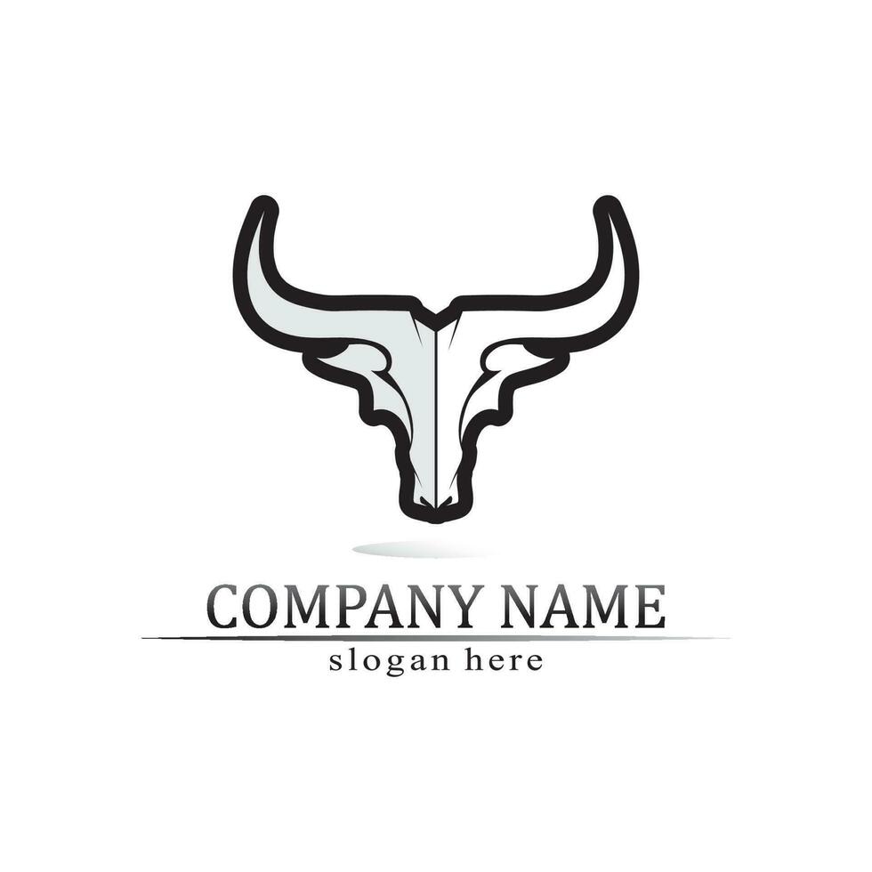 animal de touro e vaca, logotipo e chifre de vetor e logotipo de búfalo e ícones de modelos de símbolos
